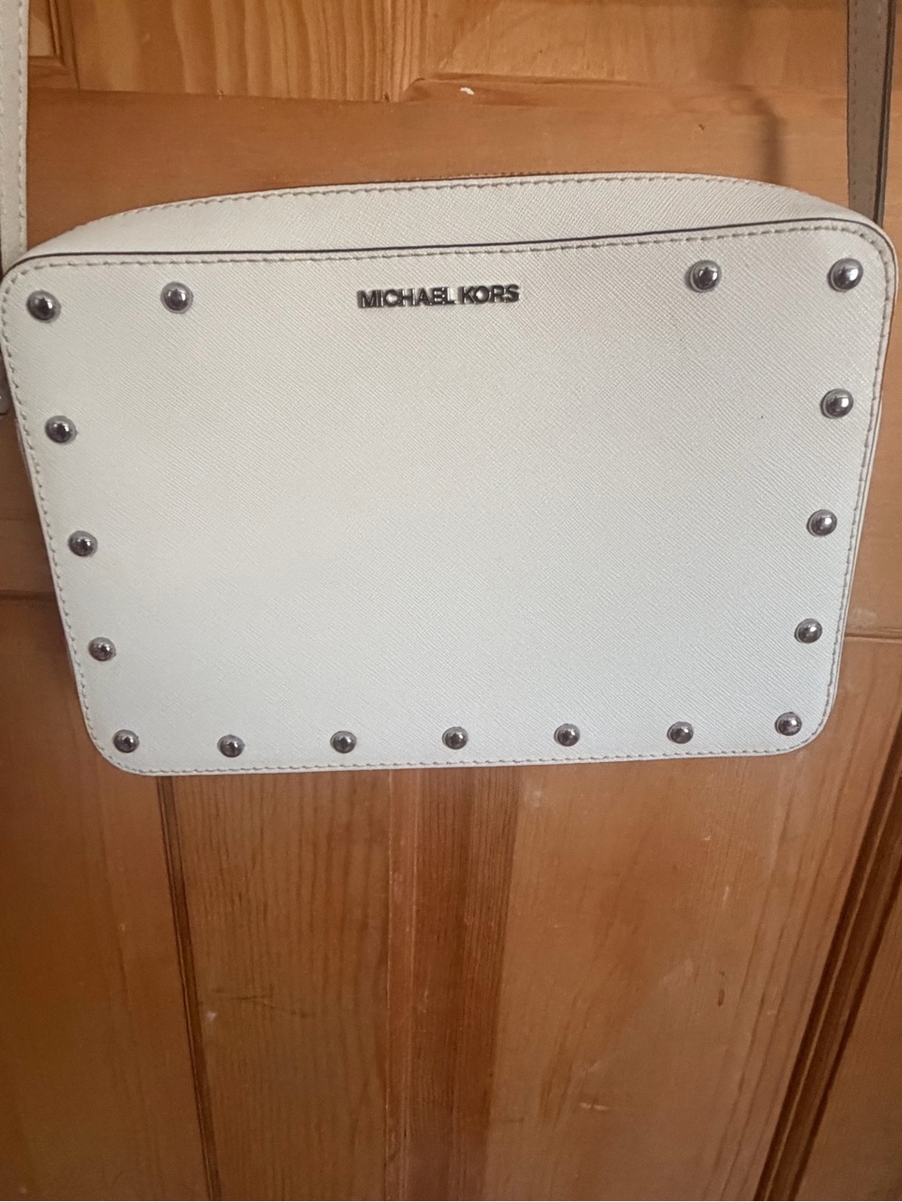 Michael Kors White Stud-Trim Crossbody Shoulder Bag